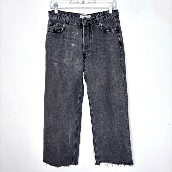 Reformation Denim - Reformation Jeans 28 Gray Cropped Wide Leg Button Fly Raw Hem Sustainable Fabric